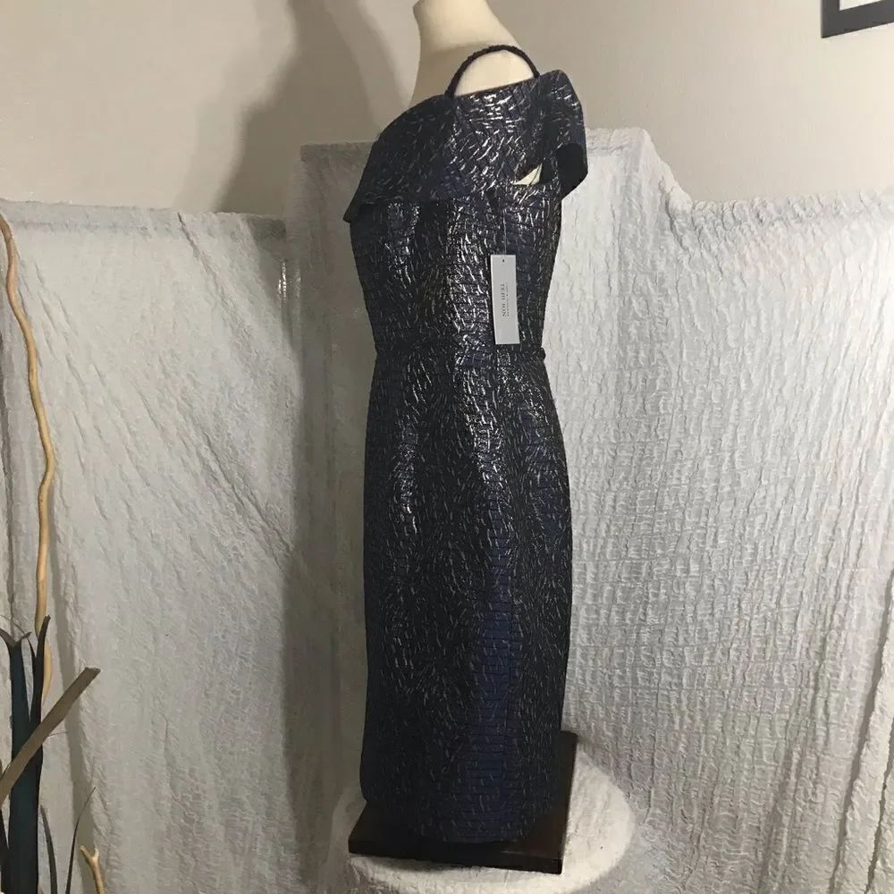 Teri Jon NWT Off The Shoulder Jaquard Cocktail Dress Size 14P - Picture 5 of 14